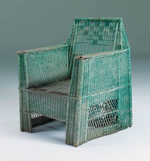 A wicker armchair