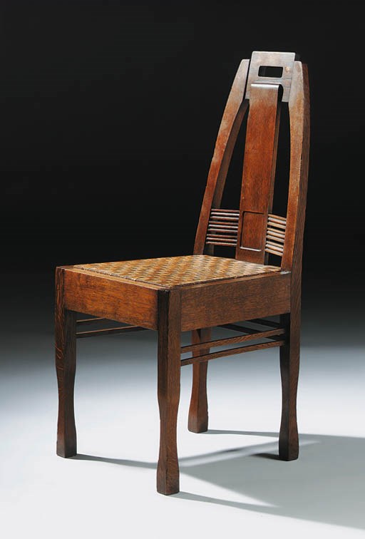 An oak and cane side chair