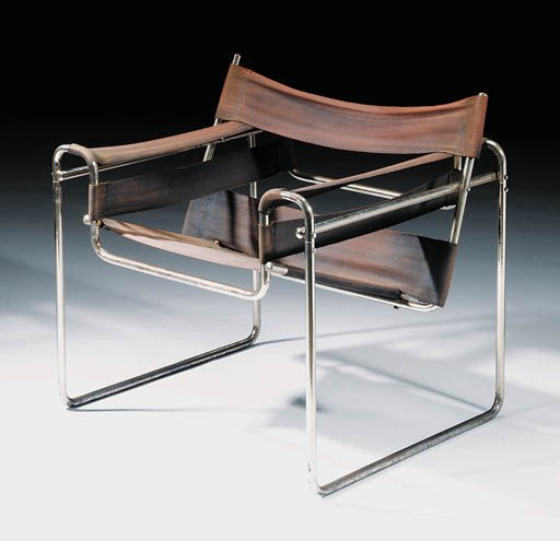 A nickel plated tubular steel and canvas 'Wassily' chair, Model B3