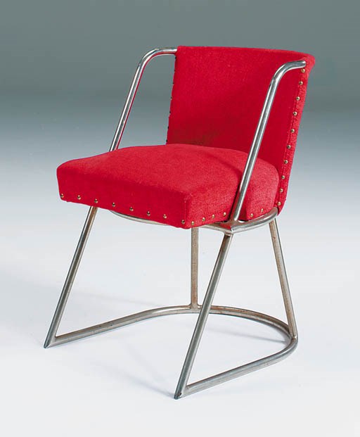 A chromed tubular steel chair