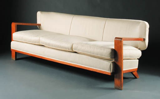 A walnut upholstered canape
