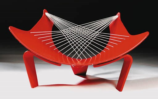 A red painted 'string' chair