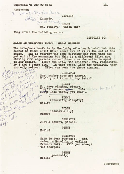 SCRIPT FOR SOMETHING'S GOT TO GIVE, 1961
