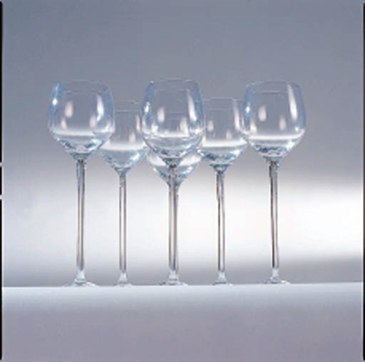 A GROUP OF COLORLESS GLASS STEMWARE