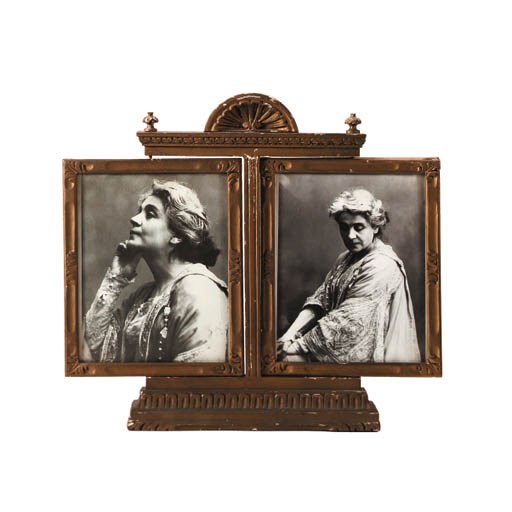 A BAROQUE STYLE GOLD-PAINTED DIPTYCH PICTURE FRAME