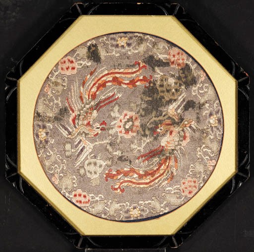 A CHINESE MACHINE EMBROIDERED OFFICIAL'S BADGE