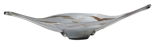 A MEXICAN ORANGE AND WHITE BLOWN GLASS CENTER BOWL