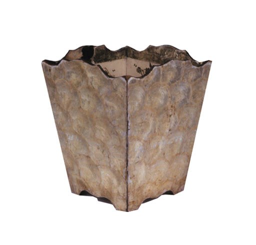 A SHELL VENEERED WASTEPAPER BASKET