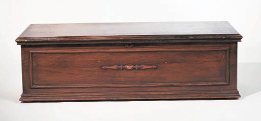 A MAHOGANY FOOT LOCKER