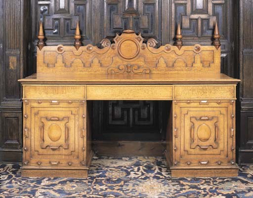 A George IV oak pedestal sideboard