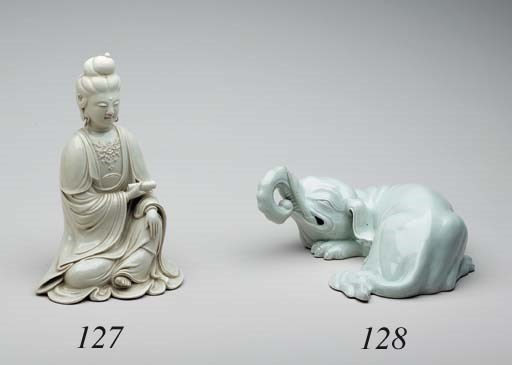 A White Porcelain Model of Kannon (Avalokiteshvara)