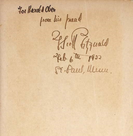 FITZGERALD, F. Scott. The Beautiful and Damned. New York: Scribner's, 1922. 8o. Original green cloth (most of spine strip partially loose, ends of spine and fore-corners a bit worn, rear inner hinge broken, natural darkening to endpapers).
