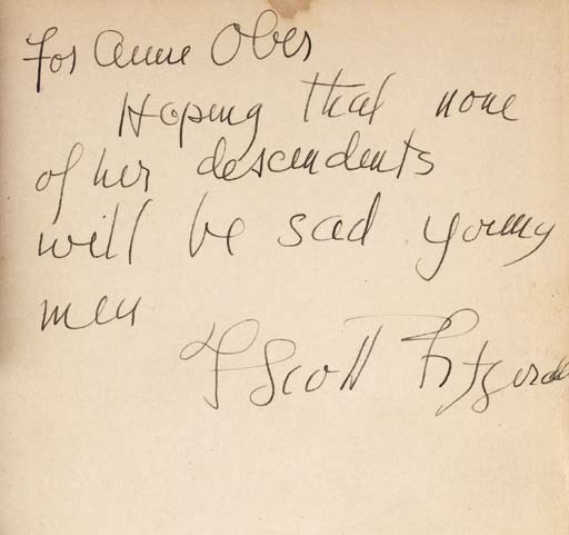 FITZGERALD, F. Scott. All the Sad Young Men. New York: Scribner's, 1926. 8o. Original green cloth (spine dull with fraying at ends, inner hinges broken).
