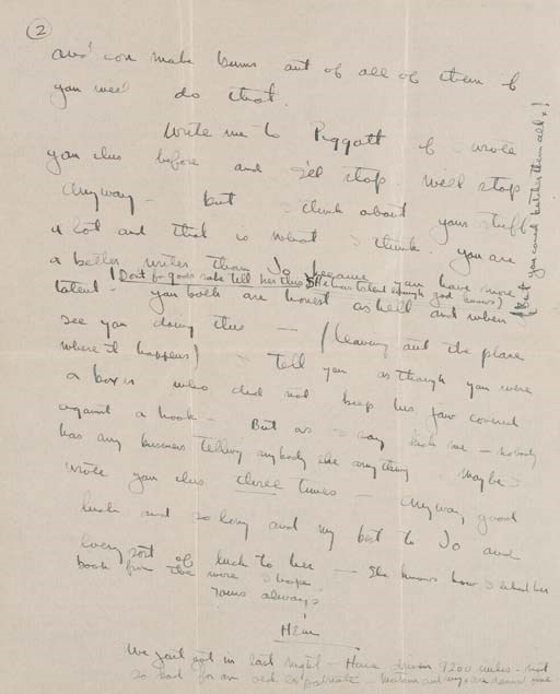 HEMINGWAY, Ernest. Autograph letter signed ("Hem") to the writer John Herrmann in Erwinna, Pa.; written from Piggott, Arkansas, 26 September [1928]. 3 pages, 4to, in blue ink on two sheets of ecru laid paper, usual fold creases, with the stamped envelope hand-addressed by Hemingway and with his signature in the return address; in fine condition.