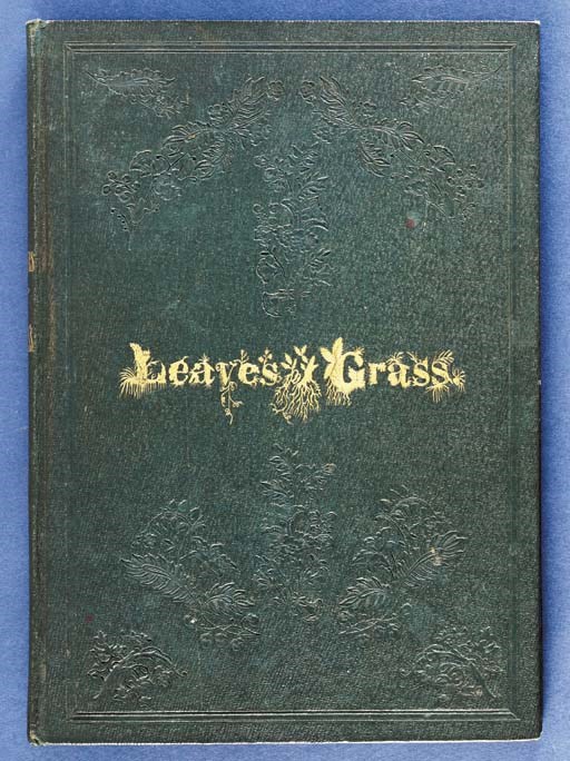 WHITMAN, Walt. Leaves of Grass. Brooklyn: [Printed for the Author], 1855. 2o (287 x 205 mm.]. Engraved frontispiece portrait (lightly foxed as usual) and tissue guard. Original green cloth, gilt-lettered on front cover and spine, blind-lettered on back cover, decorated in blind on front and back covers within a triple blind rule, plain yellow endpapers, edges plain (very slight wear at heel of spine, sides a trifle soiled, small hole in rear endpaper, title-page a bit browned); green half morocco folding case. Provenance: Anonymous owner (sale, Sotheby Parke Bernet, 22 June 1981, lot 132).