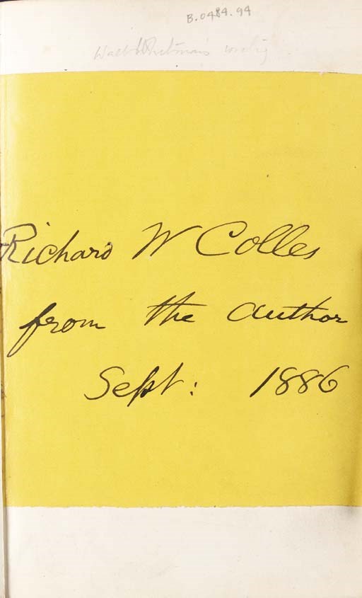 WHITMAN, Walt. Specimen Days and Collect. Philadelphia: David McKay, 1882-83. 8o. Rebound in brown morocco, gilt, edges gilt (rebacked, inner hinges strengthened with cloth tape, rubbed at extremities).