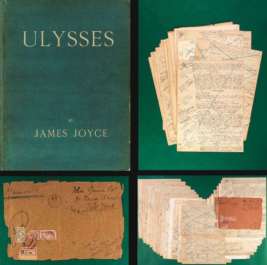 JOYCE, James (1882-1941). Autograph manuscript of the "Circe"episode of Ulysses, a complete working draft with very extensive additions to the dialogue, revisions, word substitutions and other reworkings by Joyce in the left-hand margins of the pages and with additional sections of dialogue,  word lists and other notes written on some versos.  [Paris, July-December 1920].