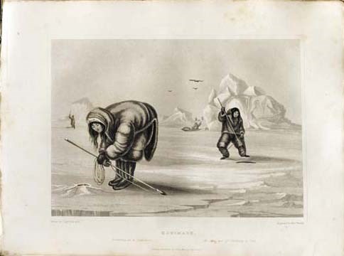 PARRY, Sir William Edward (1790-1855). A collection of his voyages, comprising: Journal of a Voyage for the Discovery of a North-West Passage from the Atlantic to the Pacific. London: John Murray (and all succeeding titles), 1821-24. 6 engraved folding charts and 14 engraved plates after W. Westall and F.W. Beechey. -- Journal of a Second Voyage for the Discovery of a North-West Passage.... London, 1824-25. 2 volumes. 8 engraved folding charts and 31 engraved plates and plans after Lyon. -- A Supplement to the Appendix of Captain Parry's Voyage for the Discovery of the North-West Passage in the Years 1819-20. Containing an Account of the Subjects of Natural History. London, 1824. 6 engraved plates after J. Curtis and F. Bauer. -- Journal of a Third Voyage for the Discovery of a North-West Passage... London, 1826. -- Narrative of an Attempt to Reach the North Pole. London, 1828. Engraved folding chart and 6 engraved plates and plans. Together 6 volumes, 4o (285 x 230 mm). (Scattered foxing and offsetting throughout.) Original boards, UNCUT (rebacked with buckram, some wear).

FIRST EDITIONS. Parry sailed on three voyages in search of a Northwest Passage in 1819-20 (with the Hecla and Viper), 1821-23 and 1824-25 (with the Fury and Hecla). His final voyage of 1827 attempted to reach the North Pole from Spitzbergen by travelling with sledge-boats over the ice. Arctic Bibliography 13142, 13144, 13146; Hill pp.225-227; NMM 822, 836, 837, 840, 846; Sabin 58860, 58861, 58864, 58867, 58868. AN UNCUT SET OF PARRY'S COMPLETE VOYAGES. 	 (6)