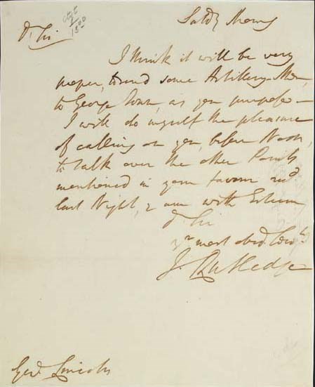 [REVOLUTIONARY WAR, SOUTHERN CAMPAIGNS]. LINCOLN, Benjamin (1733-1810), Major General. Partly printed document signed ("B.Lincoln") as Customs Collector, Port of Boston, Boston, 6 June 1808. 1 page, oblong 8vo, accomplished in manuscript. Authorizing the sloop Venus of Sag Harbor to land in the Port of Boston. -- HOWARD, John Eager (1752-1827) Colonel, Continental Army. Autograph letter signed ("J.E. Howard") as Colonel to an unidentified correspondent, 7 February 1787[?]. 2 pages, 8vo. Fine. Howard, a Marylander, one of the most outstanding officers in the Continental Army, played a key role in the victories at Cowpens and is mentioned in the later anthem "Maryland, My Maryland," tells the recipient the bearer will provide him with a trunk if necessary. Rare. -- LEE, Henry ("Light-Horse") (1756-1818), Lt. Col., Cavalry commander. Autograph letter signed ("Henry Lee") with initialed postscript, to Messrs. Leroy & Bayard, n.p., n.d. 1½ pages, 4to, neatly inlaid. Detailed letter on financial matters: "I wish only to place my money in your hands subject to my bills in order to erect a large number of mills...I have written to Col. Hamilton as my friend to whom refer if you think proper..." -- HUGER, Isaac (1743-1797) General. Partly printed document signed ("Is. Huger"), South Carolina, 1 July 1785. 1 page, 4to, with wax seal. Warrant ordering Thomas Singleton to attend court in a lawsuit. Huger, who served in the Southern campaigns with distinction, commanding Virginia troops, confirms on the verso that he has served the defendant the notice. -- JONES, Allen (1739-1807) General of Militia, delegate to Continental Congress. Autograph letter signed ("Allen Jones Br. Gl."), to an unidentified correspondent, Camp Taylors Ferry, 13 May 1781. 1 full page, oblong 4to, backed, hole from seal affects several words text. A distinguished militia commander in North Carolina, Jones states he is awaiting orders, after the latter has read the enclosed letter from the Marquis [Lafayette] "directing the greatest attention to be paid to the Boats at this place;" he has requested Maj. Hogg to remain "till further orders from you," as there is no officer of his brigade with whom he can trust the command. -- WASHINGTON, William (1752-1810) Major. Autograph signed letter ("W.Washington") as Colonel to an unidentified correspondent, Shepperd's Town, 11 March 1800. 1 full page, folio. Fine. A relative of the First President, Washington commanded Virginia cavalry units in the Revolution, participating in many key battles of the Southern campaigns, in which he was twice wounded. Washington, recommissioned a Brigadier General in 1798, requests his pay, not having received any subsistance since being in the service; he gives detailed dates and places of his various postings. -- RUTLEDGE, John (1739-1800), South Carolina Governor, patriot. Autograph letter signed ("J.Rutledge") as Governor TO GENERAL BENJAMIN LINCOLN, undated [docketed 9 August 1779]. 1 page, 4to, neatly inlaid. Letter written during the seige of Charleston, when Rutledge was named Governor, confirming that "it will be very proper, to send some Artillery" to George Town as proposed by Lincoln. Rare in war-date letters. -- WILLIAMSON, Andrew (1730-1786), Militia officer, turncoat. Autograph letter signed ("A.W.mson") as Brigadier General, to the Gov. of Georgia, Camp at Augusta, 26 March 1780. 3 pages, 4to, neatly inlaid. Williamson, state commander of S.C. militia requires the Governor's urgent help in "putting the militia of this state on a certain footting," complaining of the "Waste of Provisions of Ammunition." Williamson was captured and paroled, then joined the British and passed information to them; he was later pardoned. -- RAMSAY, David (1749-1815), physician, historian. Autograph letter signed ("David Ramsay"), to Major General Lincoln, Philadelphia, 3 September 1781. 2 pages, 4to. Ramsay regrets not to have seen Lincoln in person before his departure. He has written an account of the General's campaigns in South Carolina and now wants his "sentiments in writing reflecting my account...where I should enlarge, where alter, & where I should add...If I have in any place misrepresented your motives you will oblige me much by correcting me. I wish to give a candid & influential account of the war in South Carolina." 	 (8)