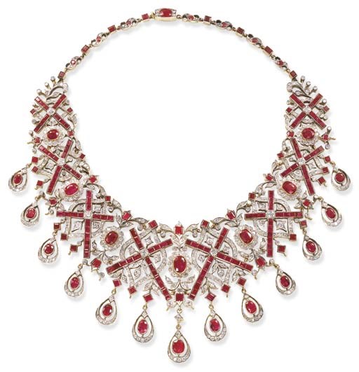 AN IMPRESSIVE RUBY AND DIAMOND NECKLACE