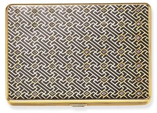 AN ENAMEL, DIAMOND AND GOLD COMPACT, BY CARTIER