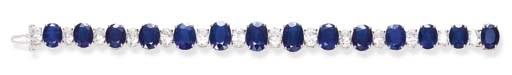 A SAPPHIRE AND DIAMOND BRACELET