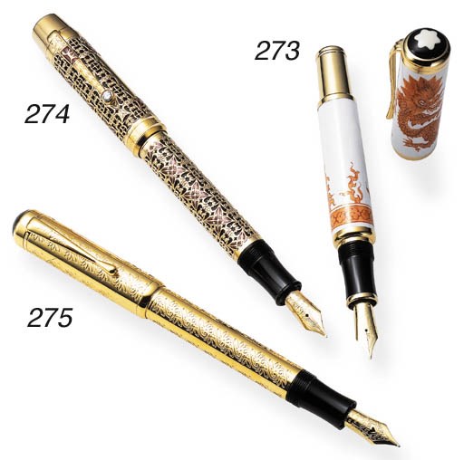 A MEISSEN PORCELAIN "YEAR OF THE DRAGON" FOUNTAIN PEN, BY MONTBLANC