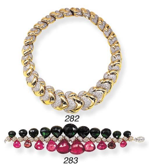 A TOURMALINE AND DIAMOND BRACELET