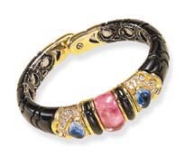 A GEM-SET AND DIAMOND BANGLE, BY MARINA B
