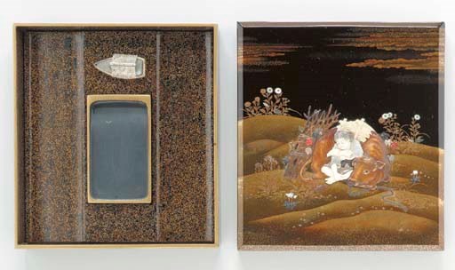 An Inlaid Lacquer Writing Box (Suzuribako)