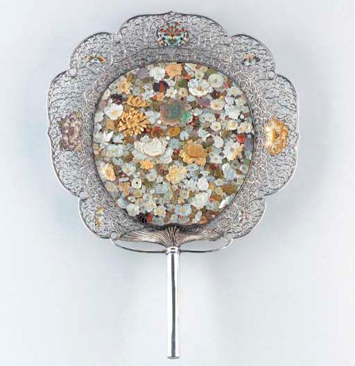 A Shibayama-Style Inlaid-Silver Card Tray**
