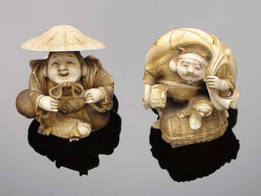 A Japanese ivory netsuke of Daikoku, 19/20th century