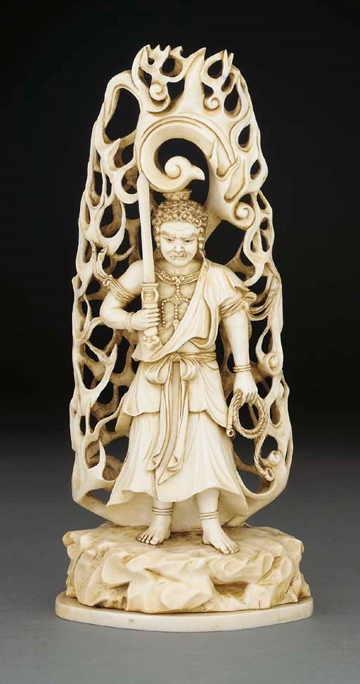 A Japanese ivory okimono of an immortal, 19th Century