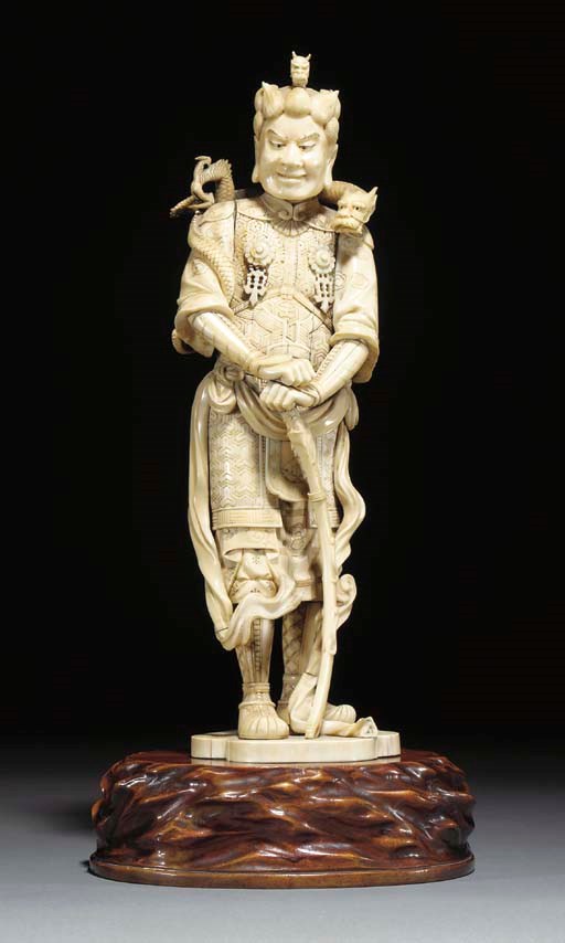 A Japanese sectional ivory okimono of a warrior, 19th Century