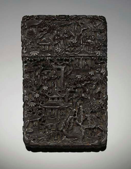 A Chinese tortoiseshell carved cardcase, 19th Century