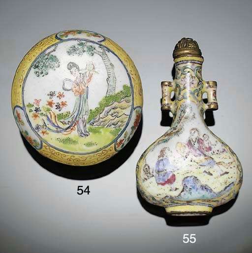 A Canton enamel box and cover, 18th Century