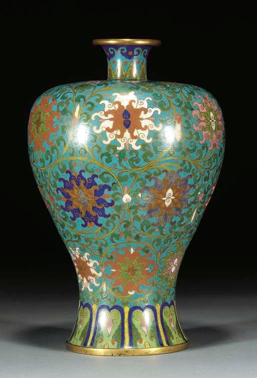 A Chinese cloisonne meiping, Jiaqing