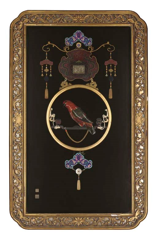 A large Chinese inlaid panel, 19th Century