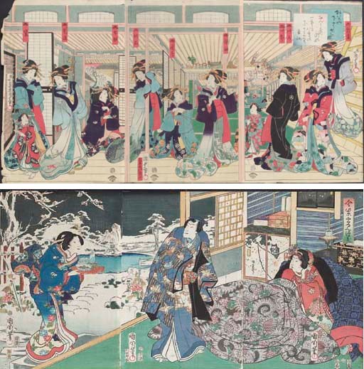 Kunisada, an oban triptych