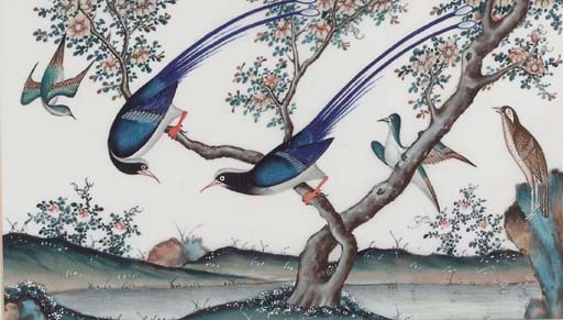 Six Chinese paintings on ricepaper, 19th century