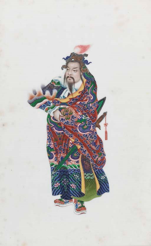 Four Chinese export paintings on ricepaper from a series, 19th century