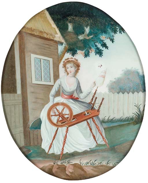 A Chinese export reverse glass painting, 19th century