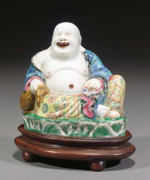 A Chinese famille rose model of Budai, 19th/20th century