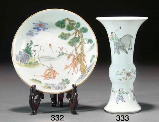 A Chinese famille rose gu shaped vase, early 20th century