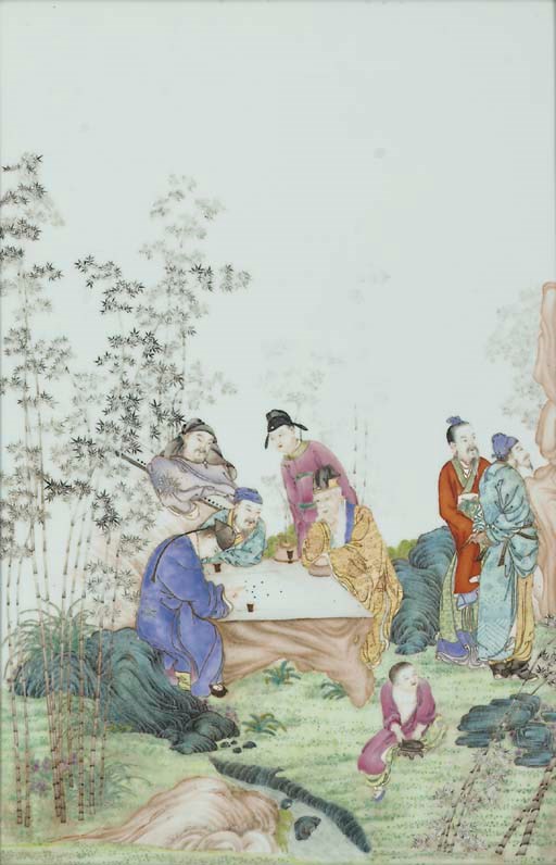A Chinese framed famille rose panel, 19th Century
