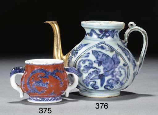 A Chinese blue and white ewer, Wanli