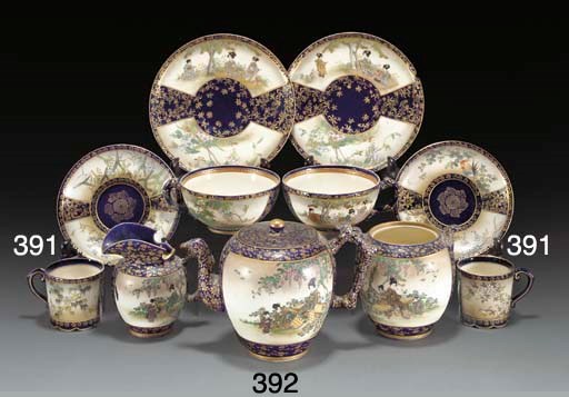 A Japanese satsuma part tea-set, Meiji Period