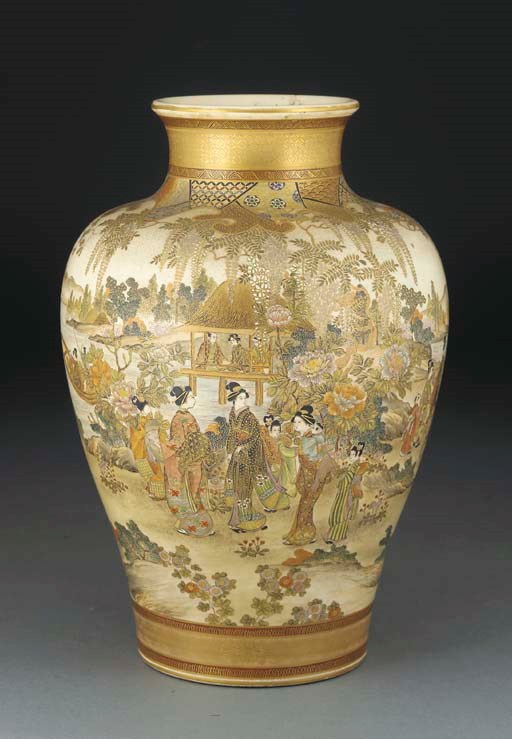 A Japanese Satsuma baluster vase, late 19th century