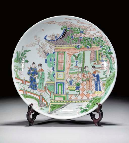 A large famille verte charger, Kangxi
