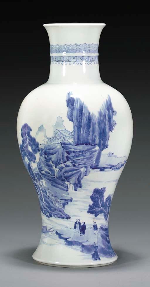A Chinese blue and white baluster vase, Kangxi